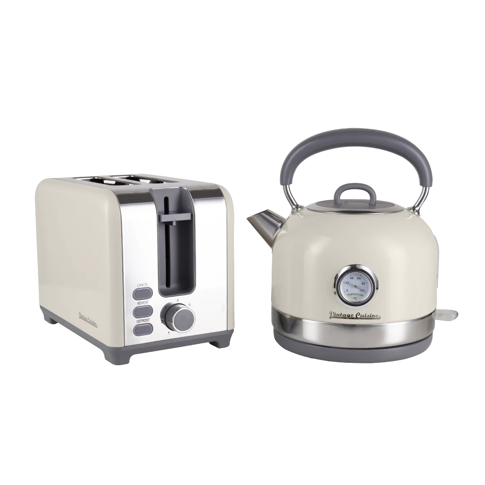 Retro-Küchenset mit Wasserkocher 1,7L und Toaster Vintage Cuisine
