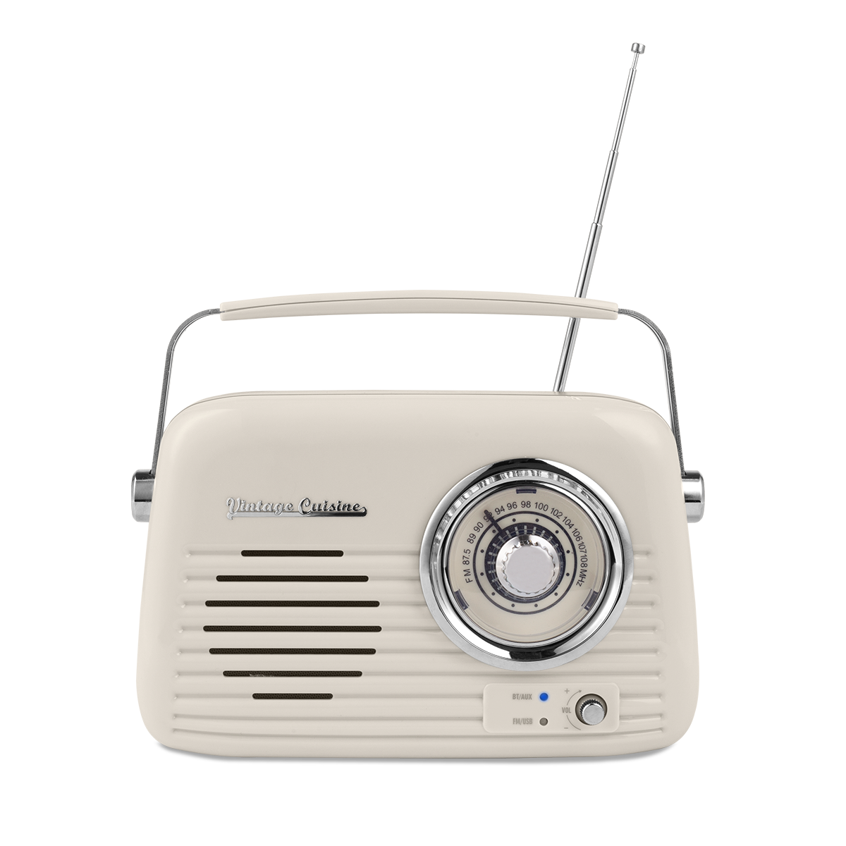 Verchromtes Retro-Radio mit Bluetooth-Lautsprecher von Vintage Cuisine