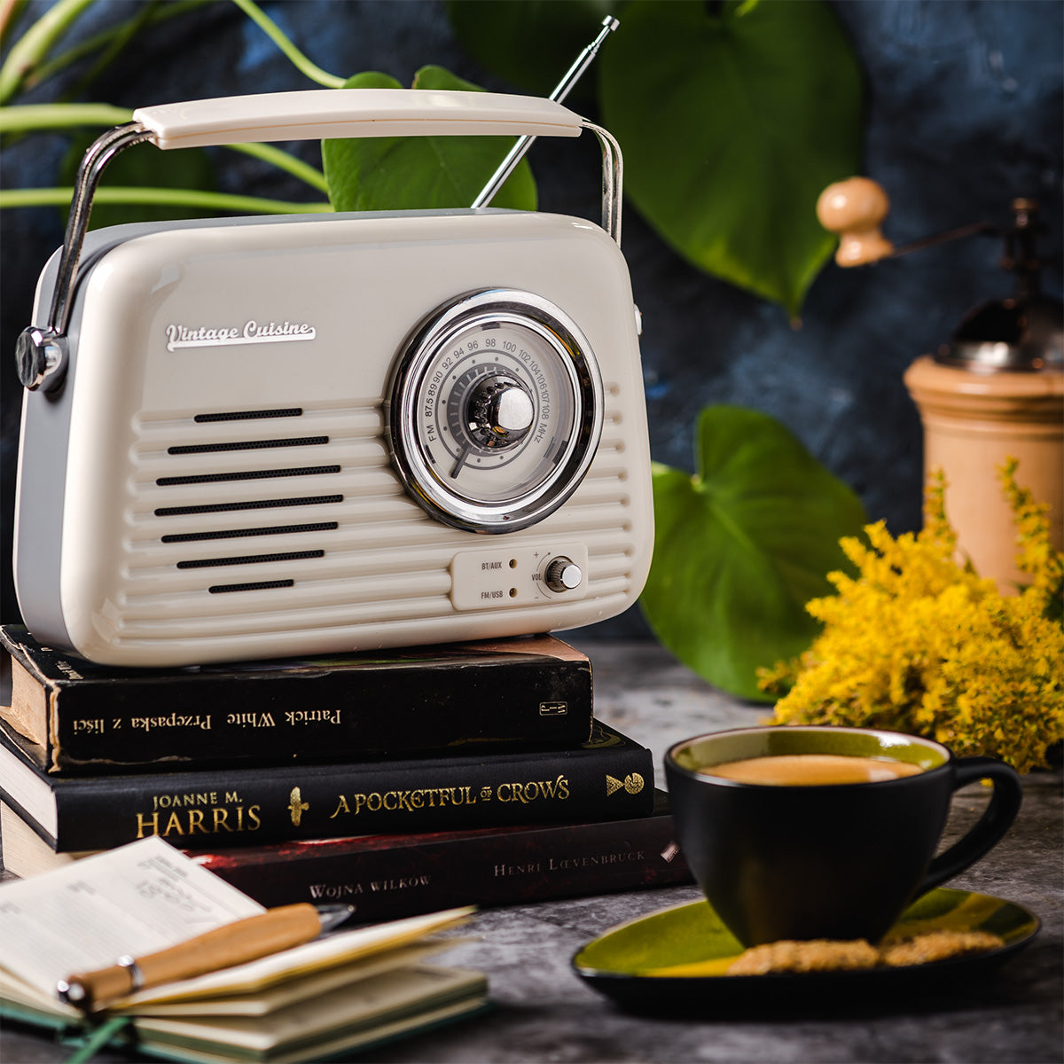 Verchromtes Retro-Radio mit Bluetooth-Lautsprecher von Vintage Cuisine